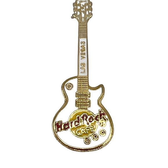 Vintage Las Vegas Hard Rock Cafe White/Gold Metal Pin - Picture 2 of 3